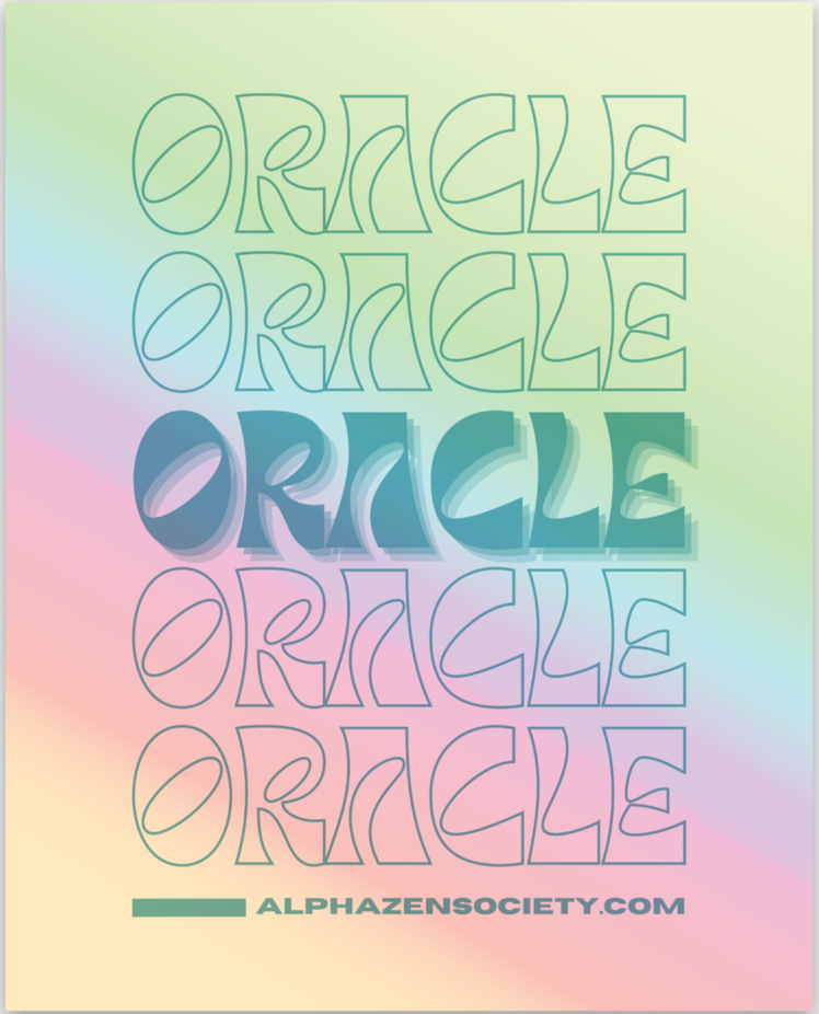 Oracle, Wavy Graphic, Alpha Zen Society, holographic sticker, Oracle wavy logo, 3" sticker