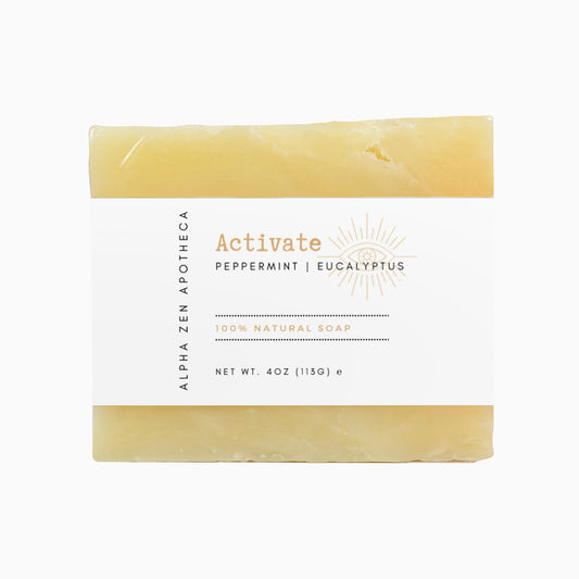 Activate Soap, natural soap, hand-crafted soap, peppermint, eucalyptus, Alpha Zen Apotheca, skincare, toxin-free