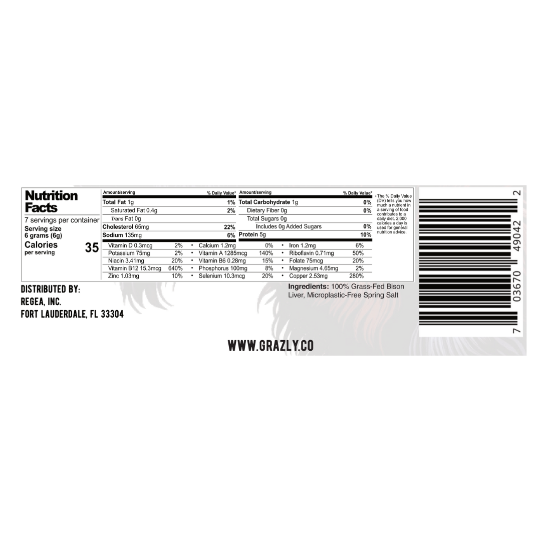 Nutrition label and product details on a white background