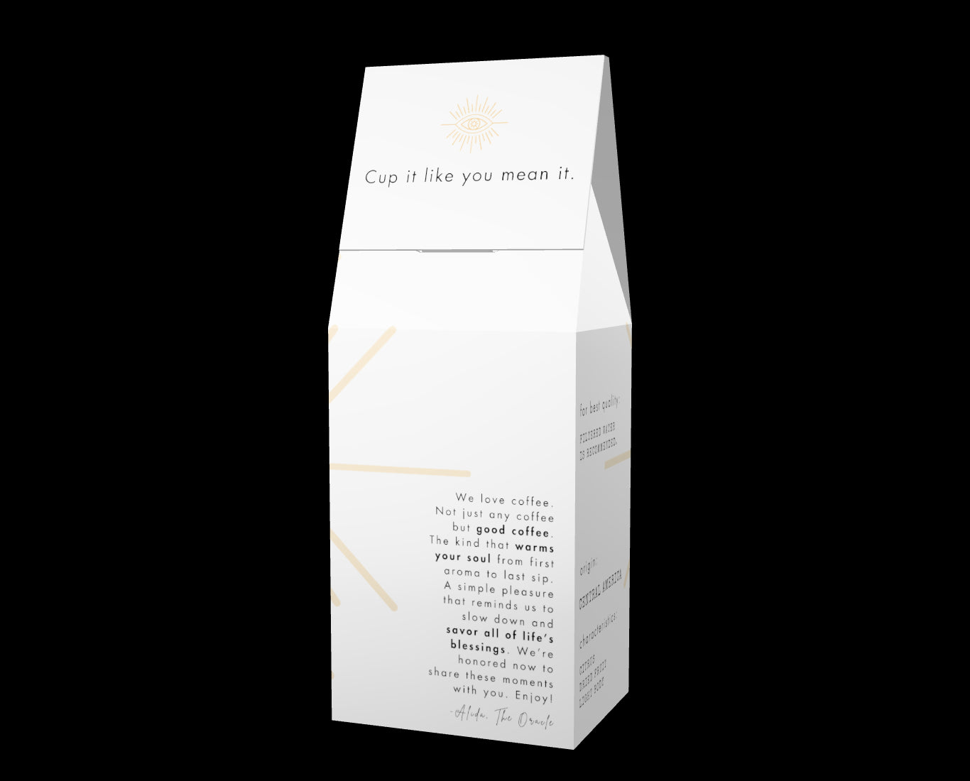 White box, coffee packaging, our motto, whole bean coffee, specialty coffee, coffee roaster