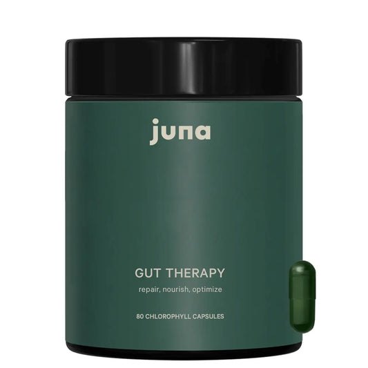 Juna, Gut therapy, capsules, probiotics, prebiotics, brain health, gut-brain health, stress support, gut health, supplement