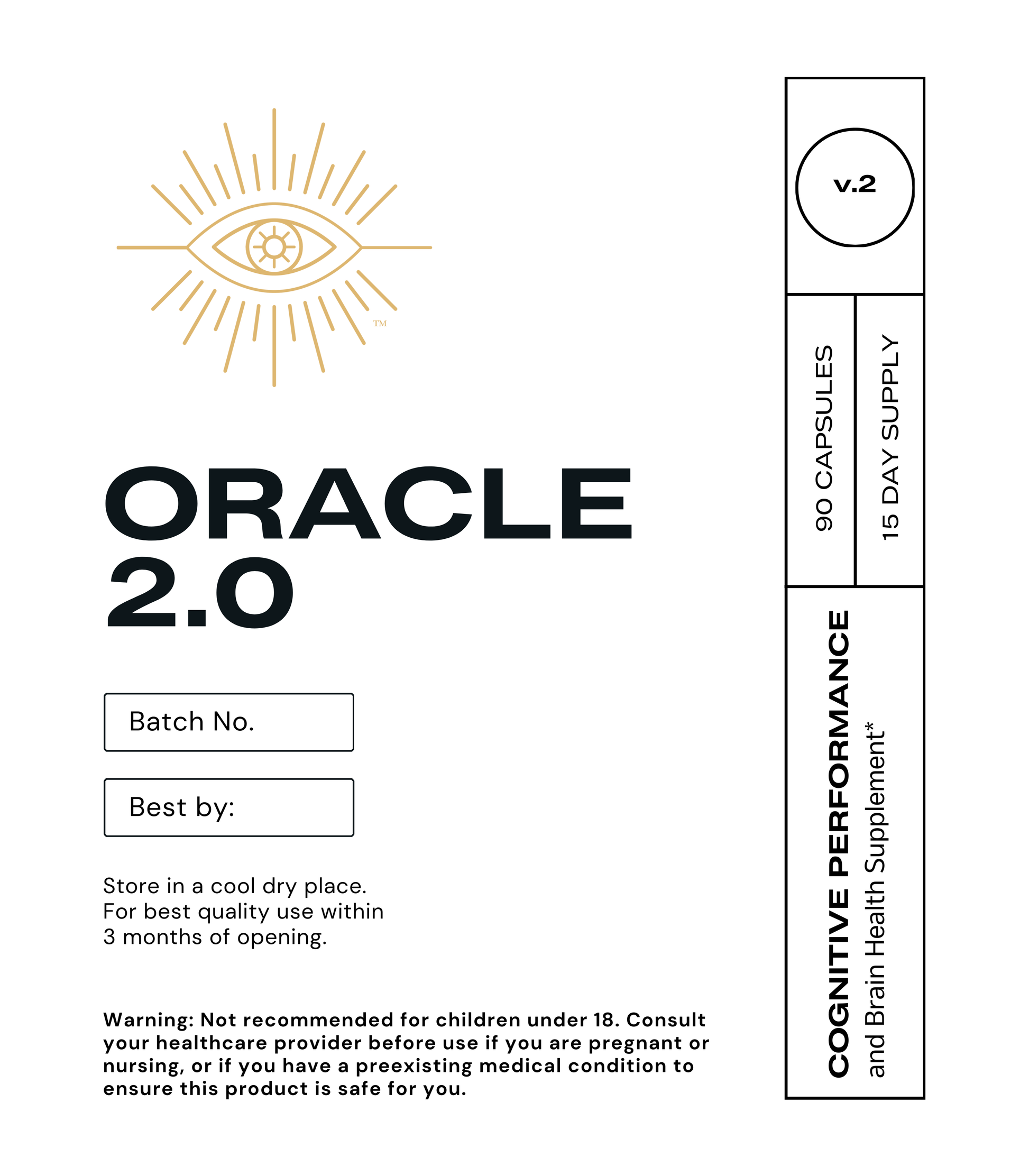 Oracle Label, brain health, brain supplement, cognitive performance, focus, clarity, oracle nootropic, oracle 2.0