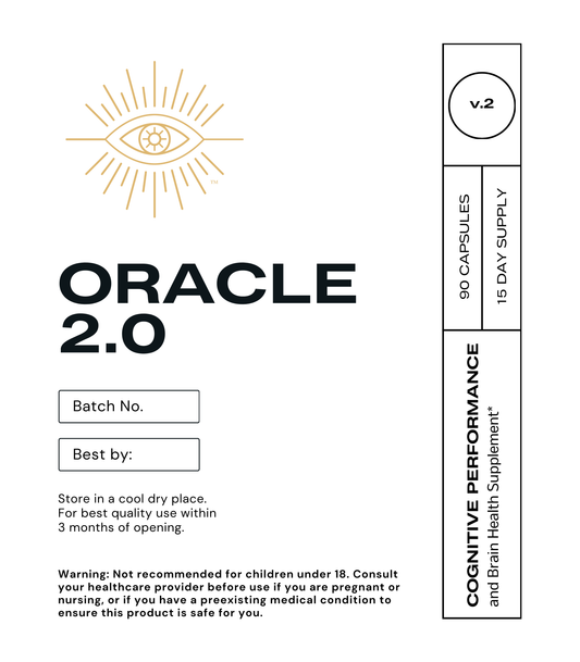 Oracle Label, brain health, brain supplement, cognitive performance, focus, clarity, oracle nootropic, oracle 2.0