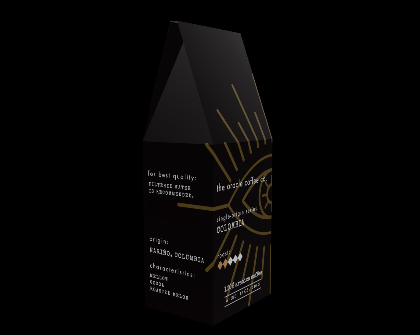 oracle coffee, coffee packaging, black box, single origin, columbia, characteristics, flavor notes